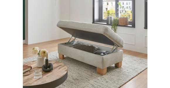 ECKSOFA  in Flachgewebe Ecru  243/301 cm  - Wildeiche/Ecru, Natur, Holz/Textil (243/301cm) - Voleo