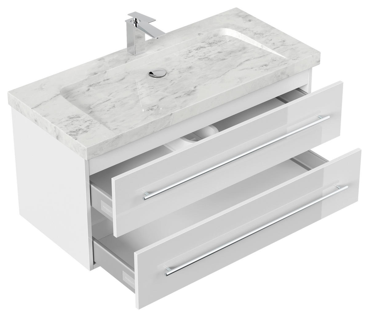 WASCHTISCHKOMBI 100 cm  - Weiß Hochglanz/Weiß, Basics, Holzwerkstoff/Stein (100cm) - MID.YOU