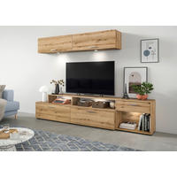 SZEKRÉNYSOR tölgyfa színű  - tölgyfa színű/ezüstszínű, Design, műanyag/faalapú anyag (247/86/36cm) - MID.YOU