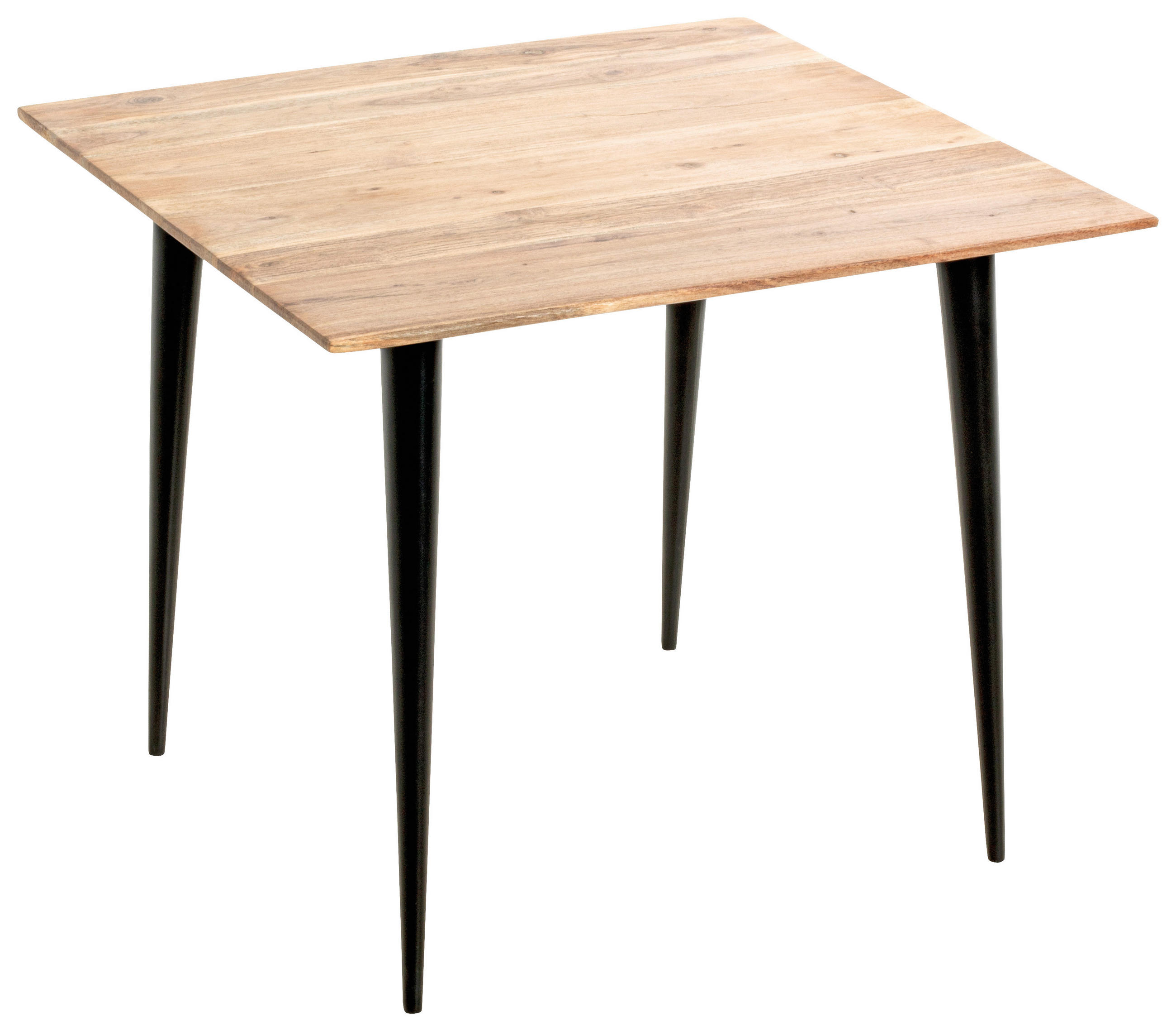 BEISTELLTISCH 55/55/46 cm Akazie massiv Schwarz, Akaziefarben quadratisch  - Schwarz/Akaziefarben, KONVENTIONELL, Holz/Metall (55/55/46cm)