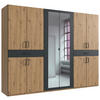 DREHTÜRENSCHRANK in Eiche Artisan, Graphitfarben  - Graphitfarben/Schwarz, Konventionell, Glas/Holzwerkstoff (270/208/58cm) - Carryhome