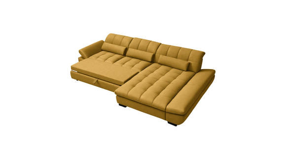 ECKSOFA  in Flachgewebe Gelb  341/204 cm  - Gelb/Schwarz, Design, Textil/Metall (341/204cm) - Xora