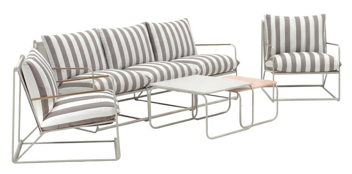 LOUNGEGRUPP stål  - vit/beige, Klassisk, metall/textil