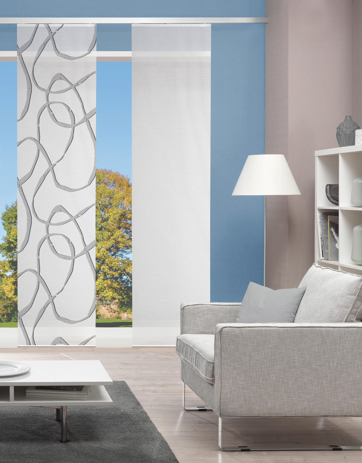 FLÄCHENVORHANG   blickdicht  60/260 cm   - Grau Hochglanz/Weiß, KONVENTIONELL, Textil (60/260cm)