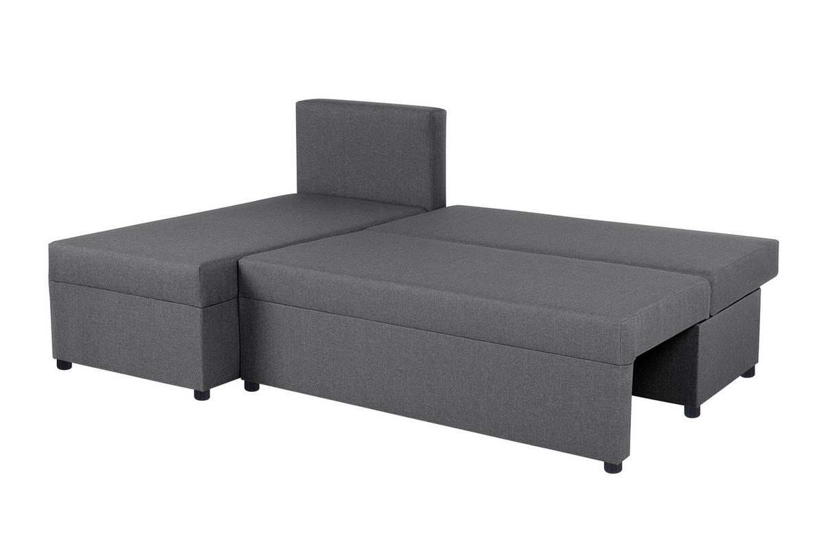 ECKSOFA Silberfarben Rückenkissen, Armlehnenkissen, Bettkasten, Schlaffunktion, Liegefläche im Originalstoff  - Silberfarben/Schwarz, Design, Kunststoff/Textil (147/195cm) - P & B