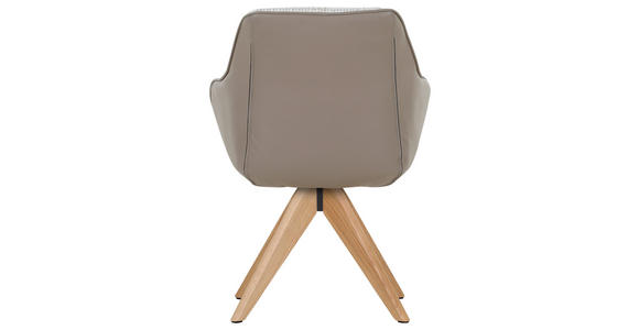 ARMLEHNSTUHL in Chenille, Lederlook - Taupe/Eichefarben, MODERN, Holz/Textil (60/83/65cm) - Novel