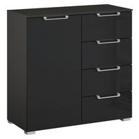 KOMMODE 80/81/42 cm Graphitfarben  - Silberfarben/Alufarben, Design, Glas/Holzwerkstoff (80/81/42cm) - Novel