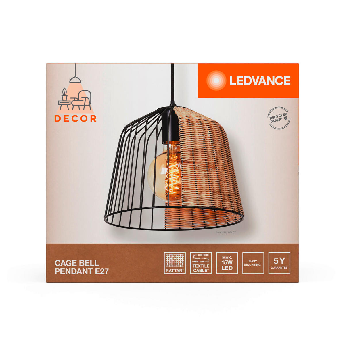 DECKENLEUCHTE  26/126,50 cm    - KONVENTIONELL, Holz/Metall (26/126,50cm) - Ledvance