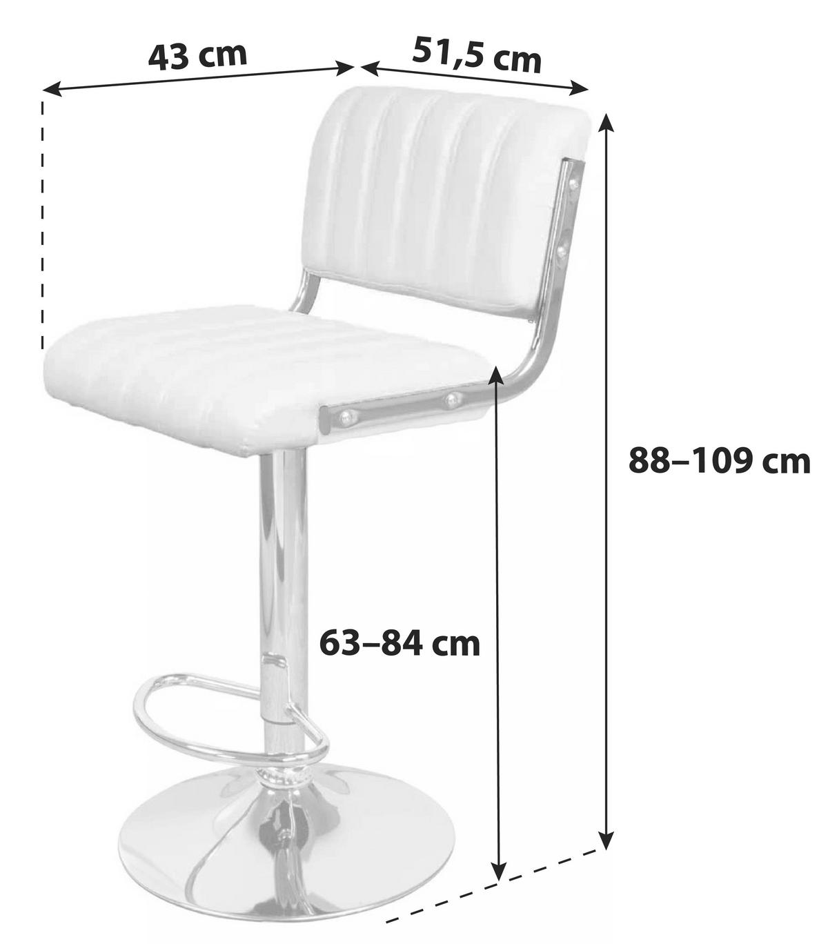 BARHOCKER-SET Schwarz Sitzfläche 360° drehbar, abwischbar  - Schwarz, MODERN, Metall (51,5/109/43cm) - Kayoom