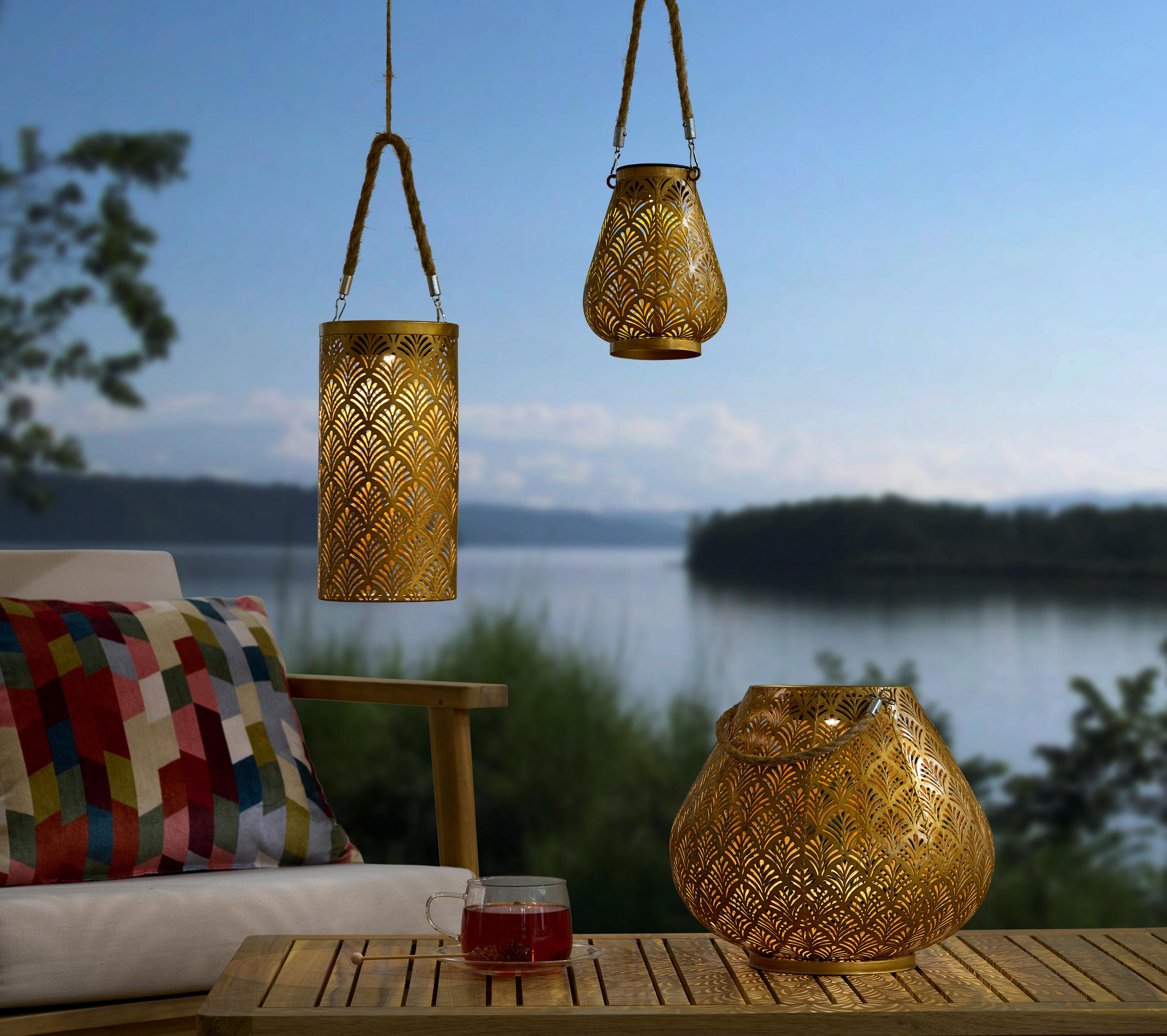 SOLARLEUCHTE 29/24 cm   - Goldfarben, Design, Kunststoff/Textil (29/24cm) - Ambia Garden
