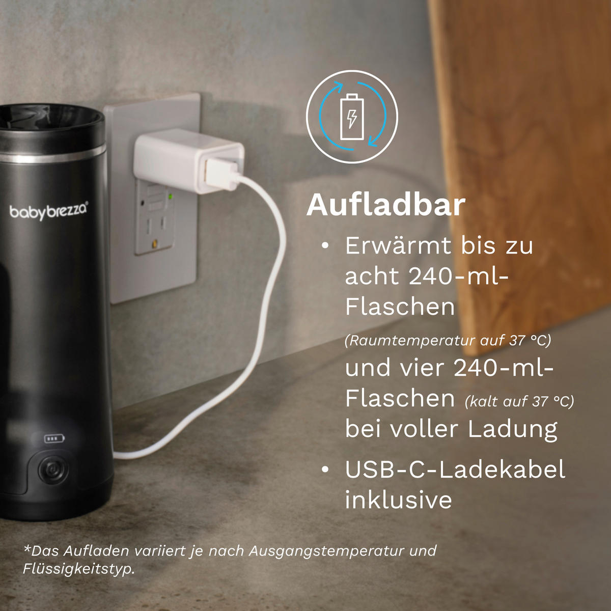 BABYNAHRUNGSZUBEREITER Baby Brezza Superfast Portable Bottle Warmer  - Schwarz, Basics, Metall (8.2/21/8.2cm) - Baby Brezza