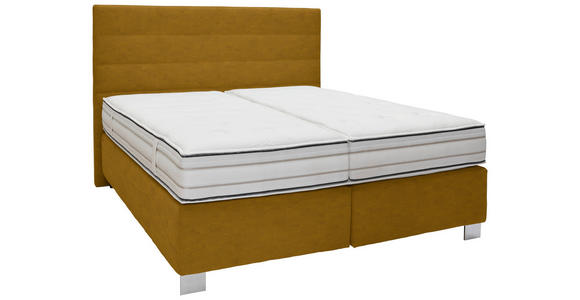 BOXSPRINGBETT 180/200 cm  in Currygelb  - Currygelb/Alufarben, KONVENTIONELL, Holzwerkstoff/Textil (180/200cm) - Dieter Knoll