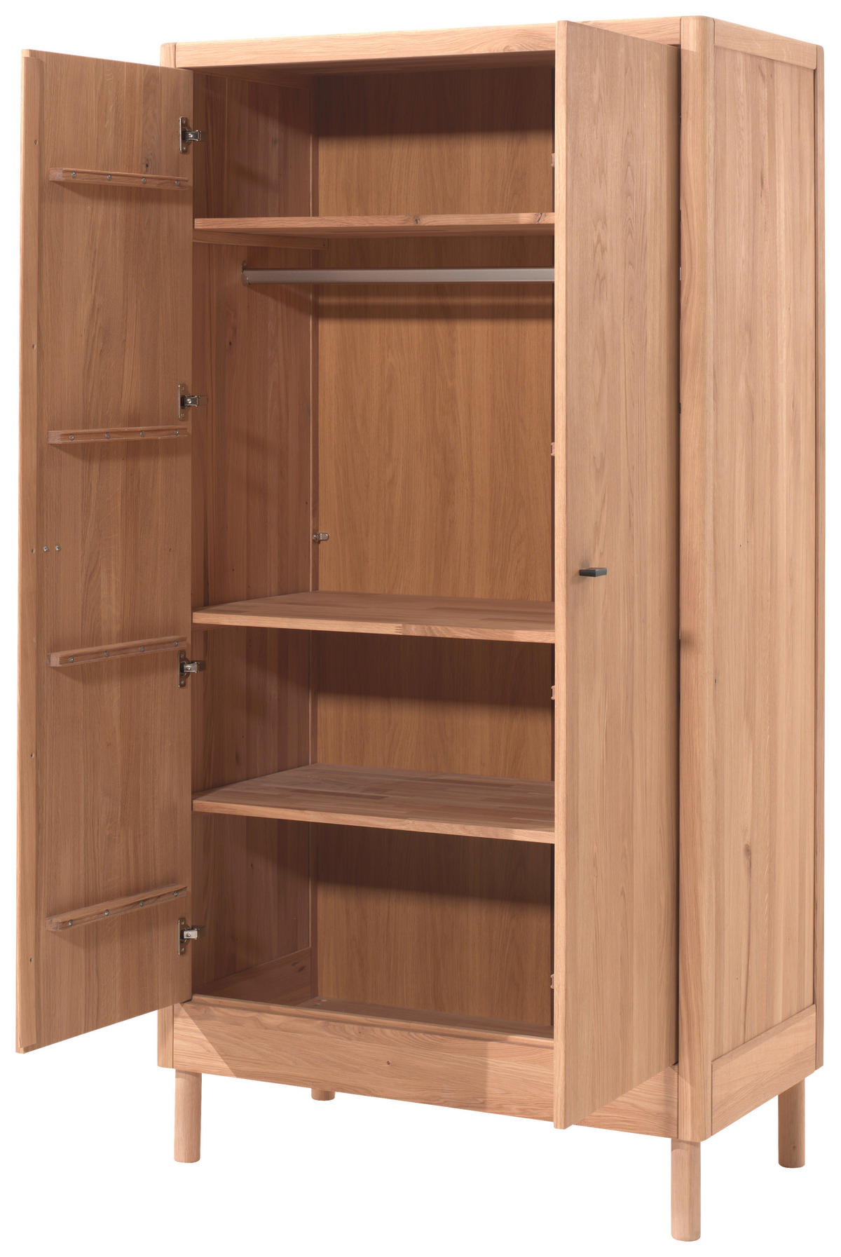 DREHTÜRENSCHRANK 2-türig Eiche massiv Naturfarben  - Schwarz/Naturfarben, MODERN, Holz/Metall (100/190/55cm) - MID.YOU