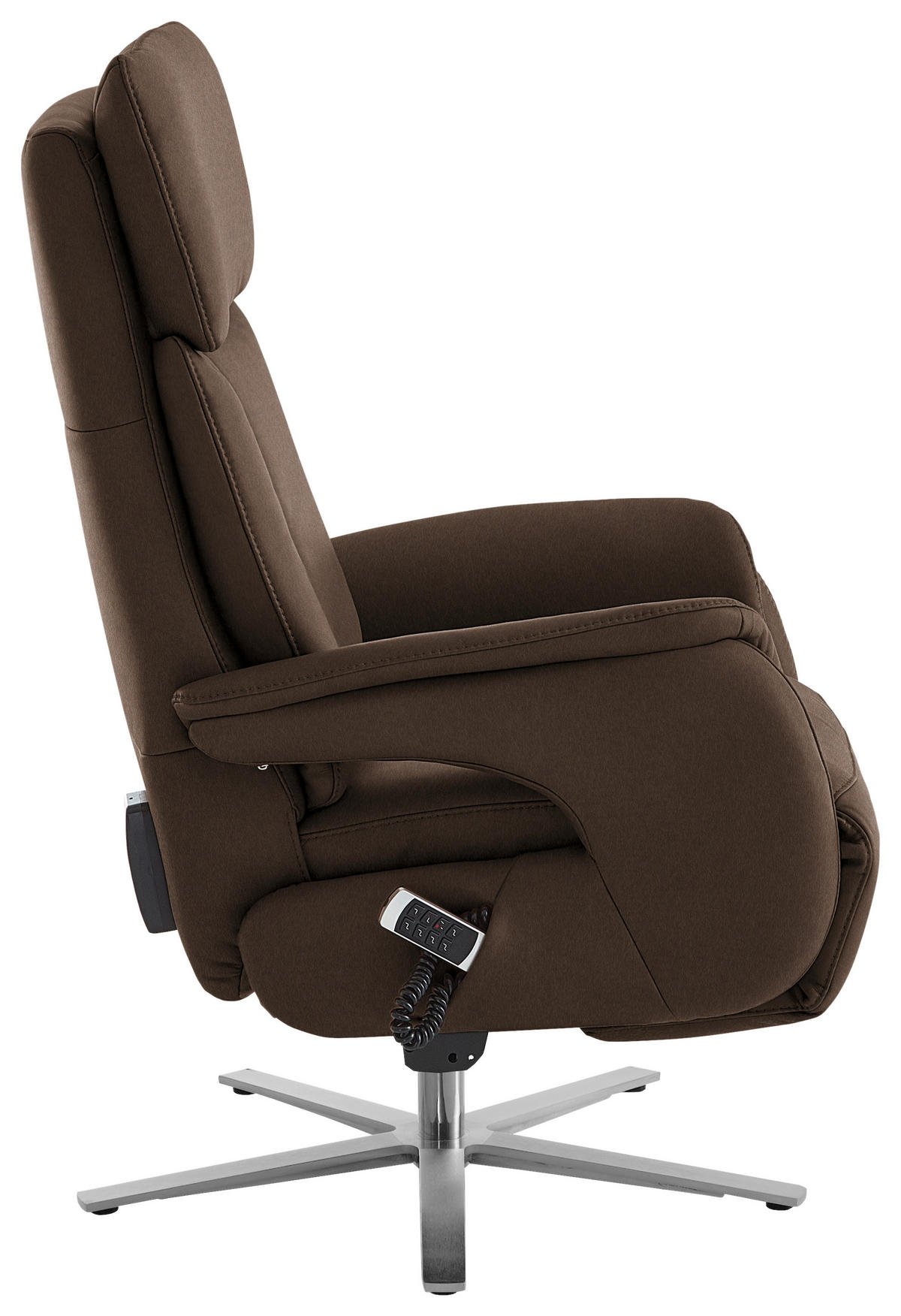 RELAXSESSEL in Leder Braun  - Edelstahlfarben/Braun, Design, Leder/Metall (70/124/85cm) - Cantus