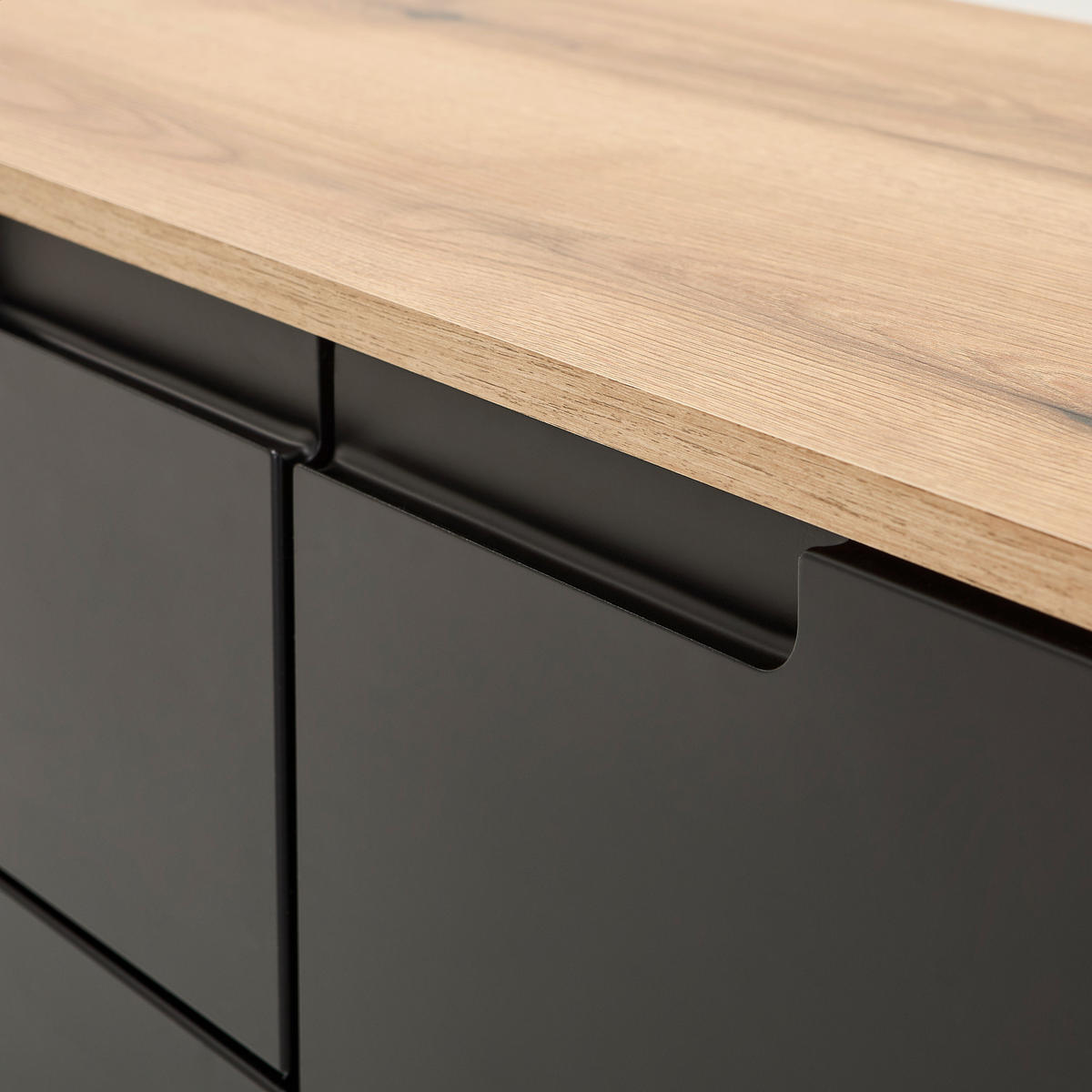 KOMMODE , 100/80/40 cm,  - Eichefarben/Schwarz, Design, Holzwerkstoff/Kunststoff (100/80/40cm) - MID.YOU