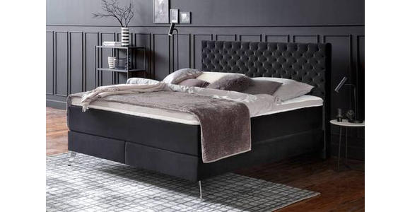 BOXSPRINGBETT 160/200 cm  in Schwarz  - Chromfarben/Schwarz, Design, Textil/Metall (160/200cm) - Xora