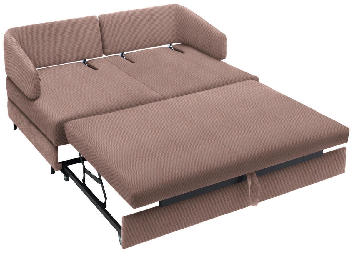 SCHLAFSOFA in Textil Altrosa  - Schwarz/Altrosa, Design, Textil/Metall (172/76-89/112-120cm) - Bali