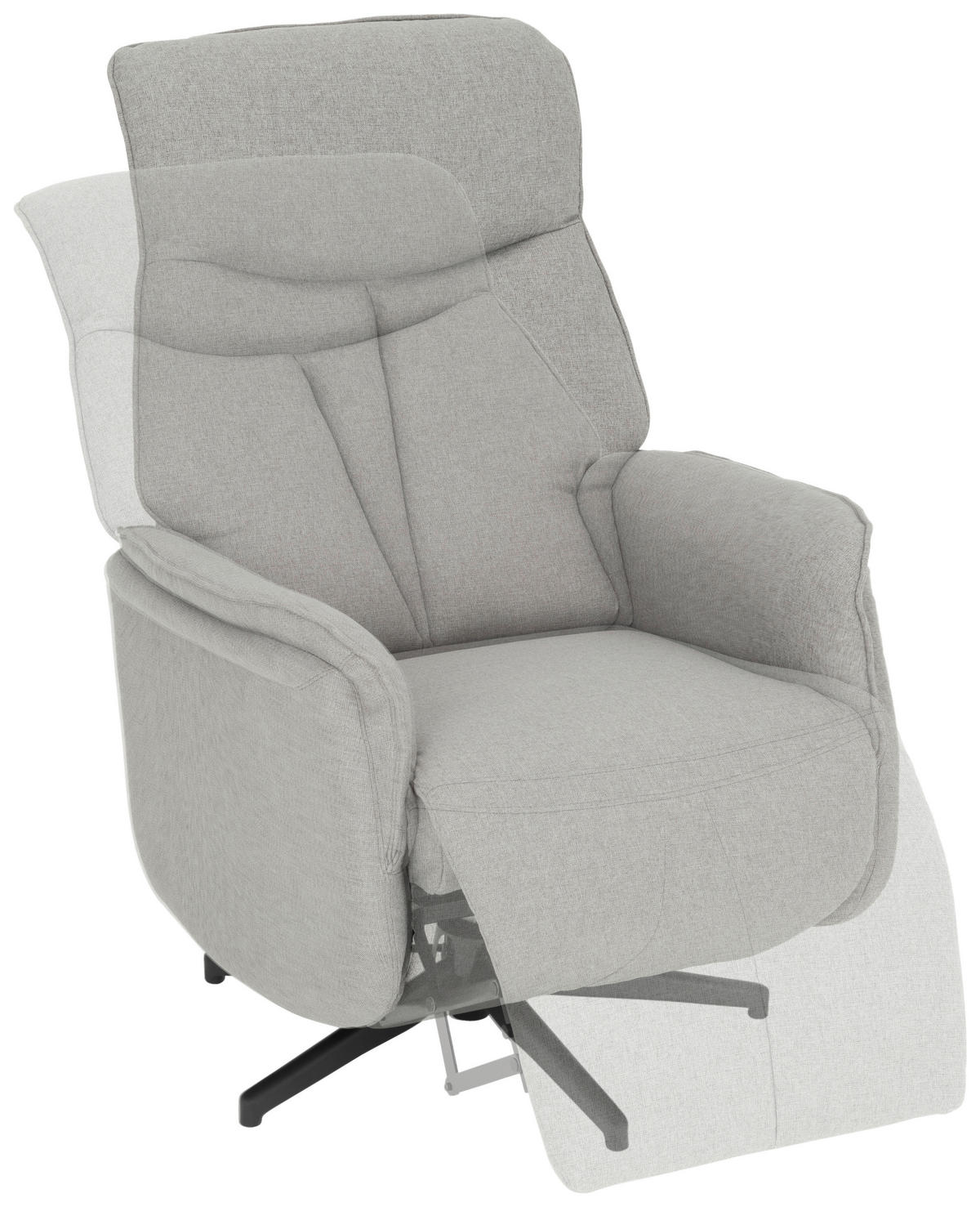 FERNSEHSESSEL  mit Flachgewebe Grau  - Schwarz/Grau, Design, Textil/Metall (71/105/85cm) - MID.YOU