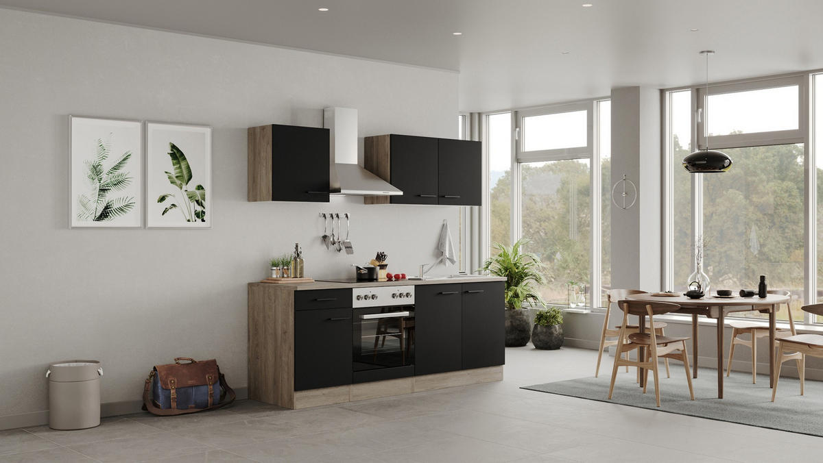 KUCHYNSKÁ LINKA CAPRI 210 - čierna/biela, Modern, kov/kompozitné drevo (210cm) - FlexWell