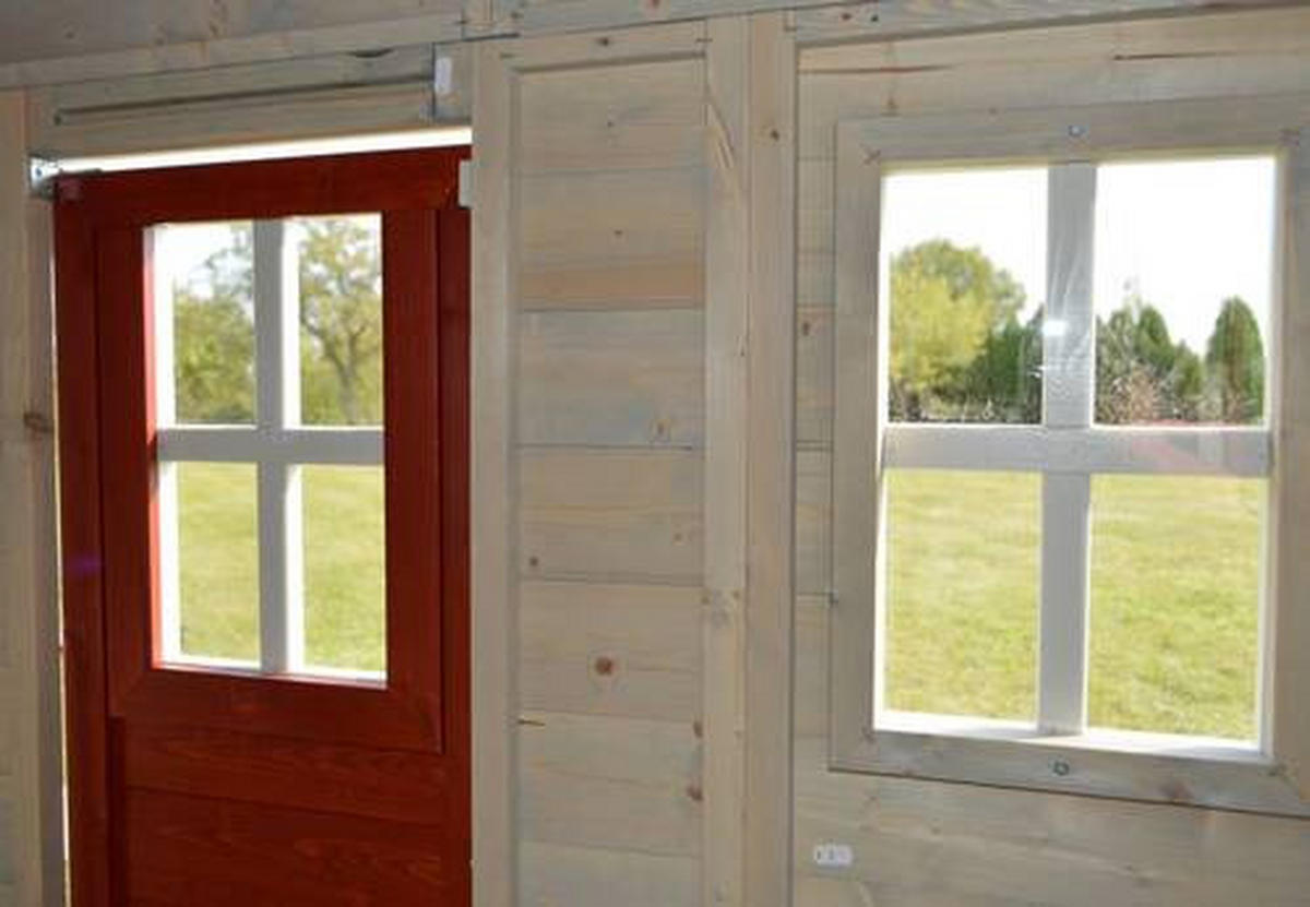 SPIELHAUS 350/242/290 cm  - Rot/Naturfarben, KONVENTIONELL, Holz (350/242/290cm) - Ambia Garden