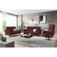 TRAPEZSOFA in Echtleder Bordeaux  - Bordeaux/Schwarz, KONVENTIONELL, Leder/Metall (221/103/95cm) - Dieter Knoll