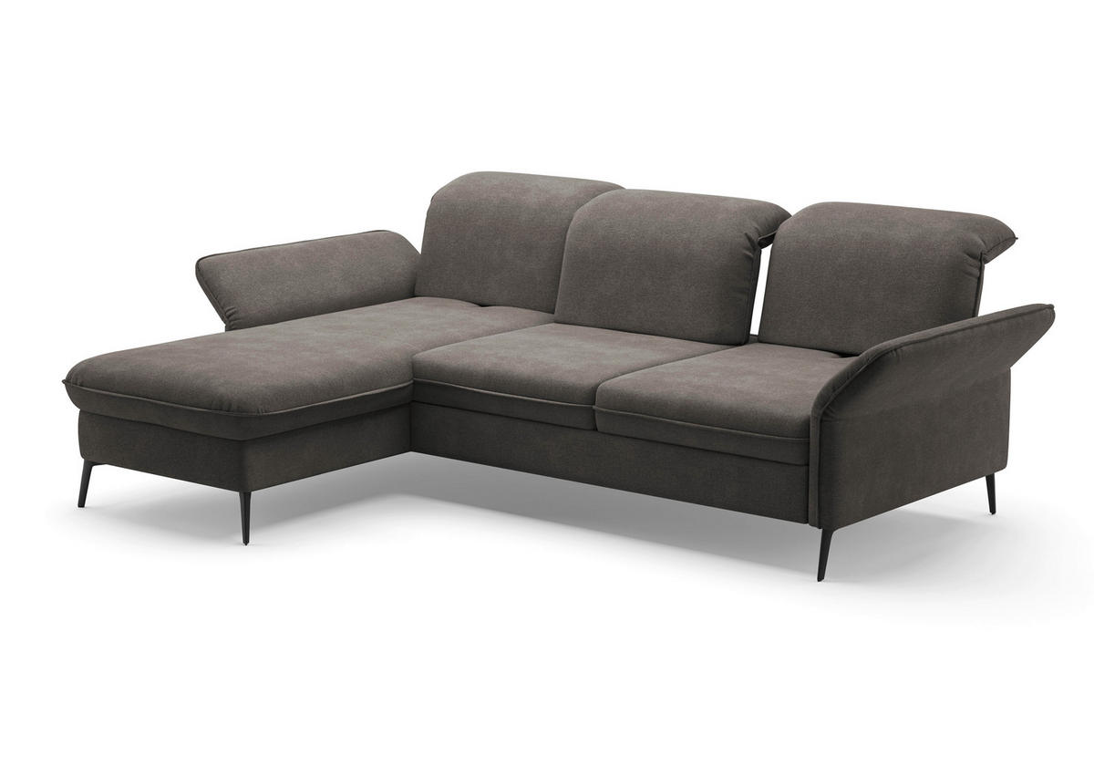 ECKSOFA in Flachgewebe Graphitfarben  - Schwarz/Graphitfarben, Konventionell, Textil/Metall (198/264cm) - Sit & More