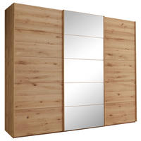 SCHWEBETÜRENSCHRANK 250/236/67 cm 3-türig Eiche Bianco  - Eiche Bianco, Natur, Glas/Holz (250/236/67cm) - Linea Natura