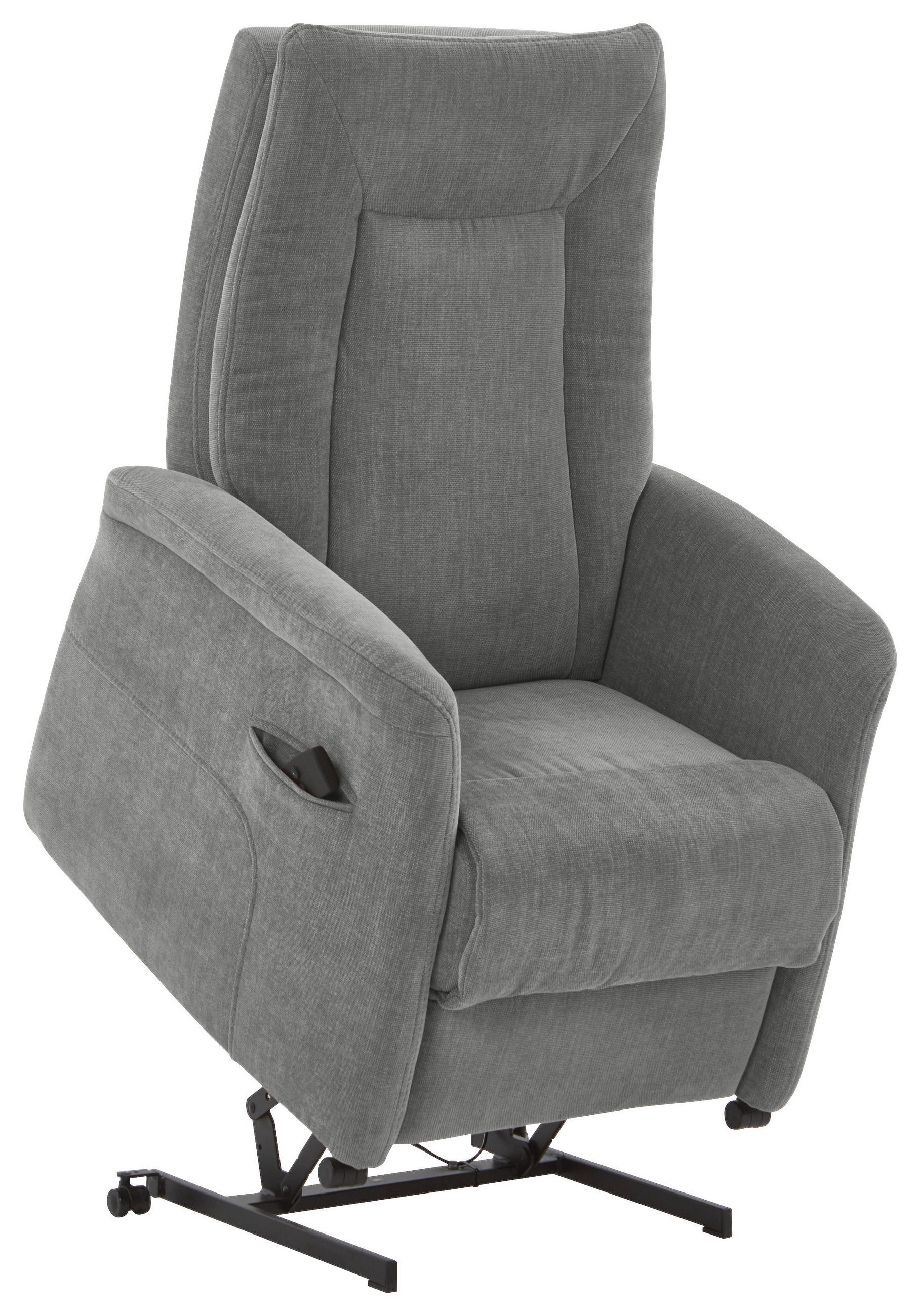 FERNSEHSESSEL  mit Relaxfunktion, Aufstehhilfe, Rücken echt Chenille Grau  - Grau, KONVENTIONELL, Kunststoff/Textil (78/115/90cm) - Hukla