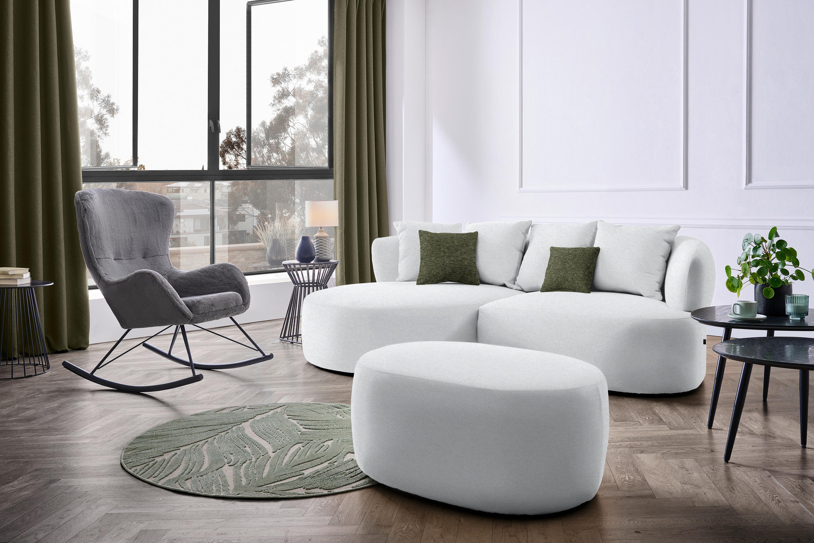 ECKSOFA in Chenille Hellgrau  166/235 cm  - Hellgrau/Schwarz, MODERN, Kunststoff/Textil (166/235cm) - Hom`in