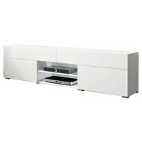 NÍZKÁ KOMODA, vysoce lesklá bílá, 180/45,4/32,5 cm - bílá/šedá, Lifestyle, kompozitní dřevo/plast (180/45,4/32,5cm) - P & B