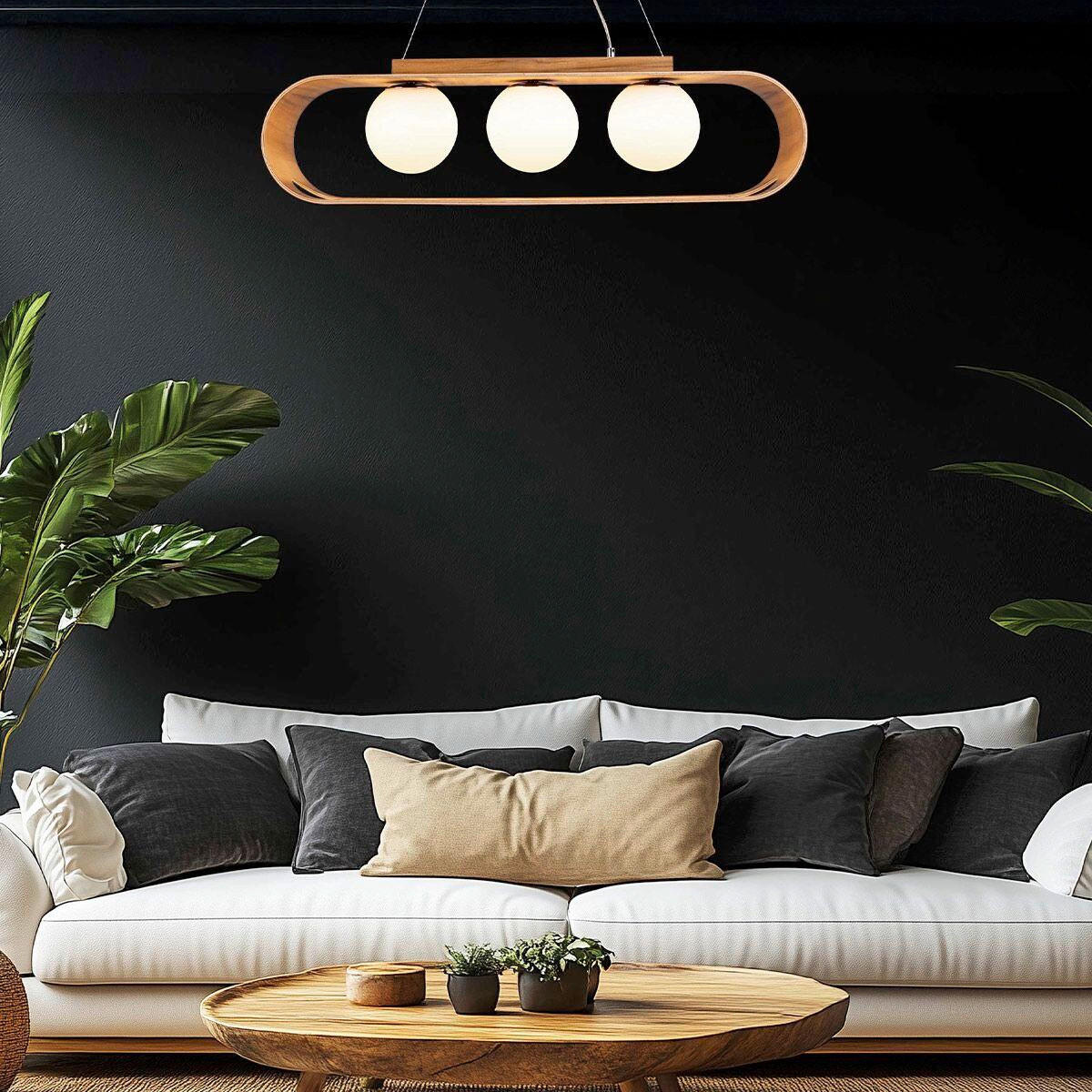 HÄNGELEUCHTE    - Teakfarben, Natur, Glas/Holz (20/52,9/20cm) - Elstead Lighting