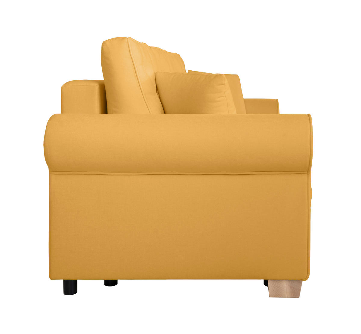 SCHLAFSOFA in Chenille Gelb  - Gelb/Buchefarben, Design, Holz/Textil (240/94/98cm) - MID.YOU