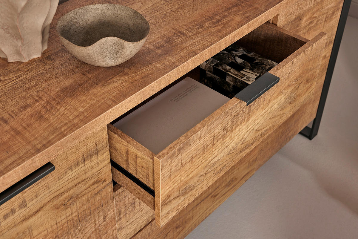 SIDEBOARD 150/76,2/39,5 cm  in Eichefarben  - Eichefarben/Anthrazit, Modern, Holzwerkstoff/Metall (150/76,2/39,5cm) - MID.YOU