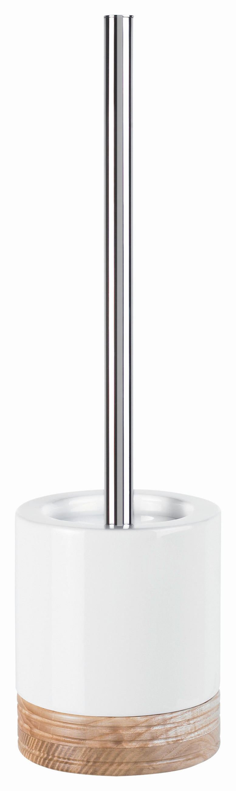 WC SADA - ŠTĚTKA A DRŽÁK - bílá/barvy dubu, Basics, kov/dřevo (11/42cm) - Sadena