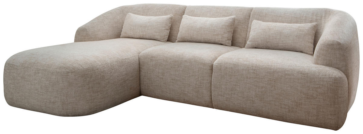 ECKSOFA in Struktur Creme  - Creme/Schwarz, Modern, Kunststoff/Textil (160/256cm) - Livetastic