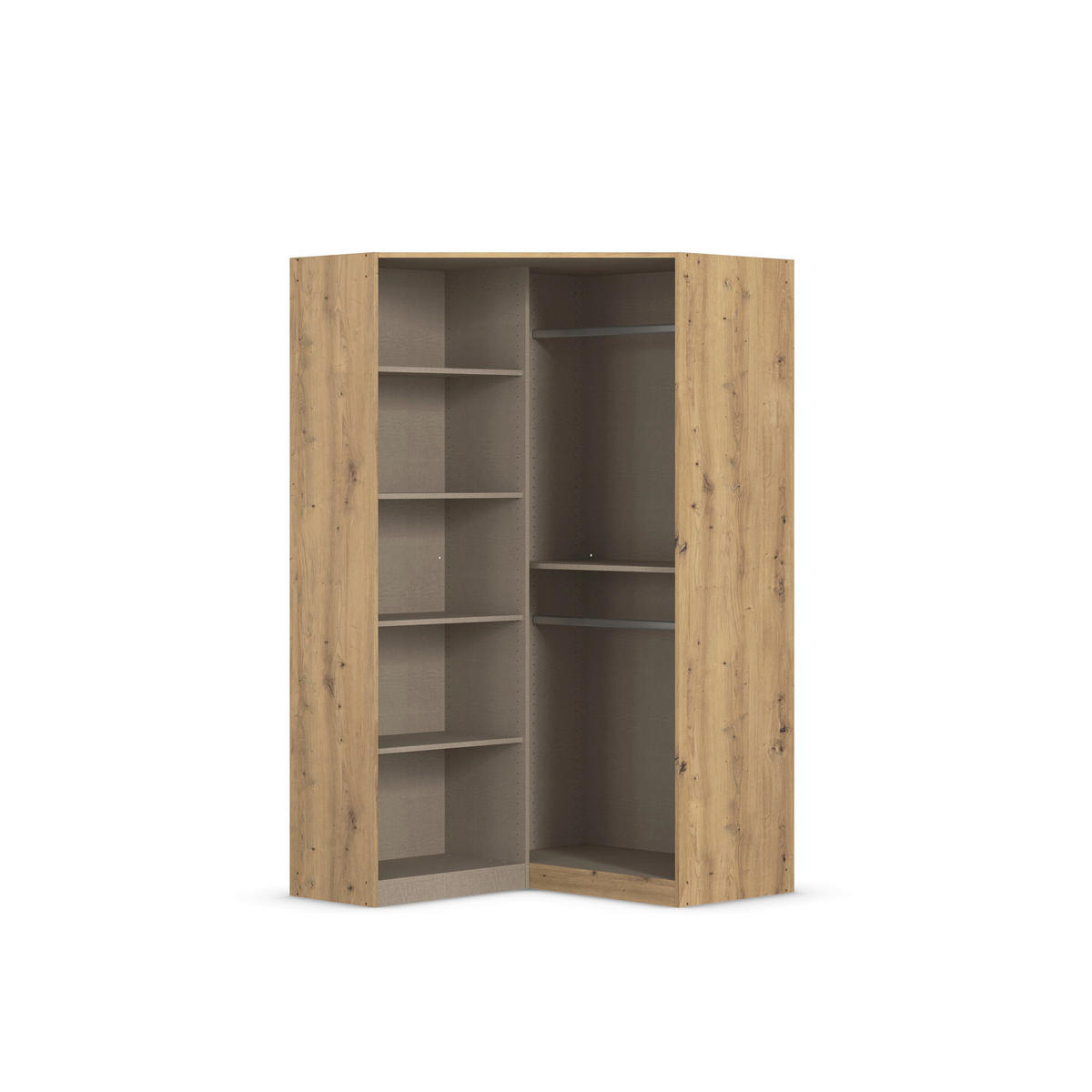 ECKKLEIDERSCHRANK 117/197/104 cm  - Chromfarben/Eiche Artisan, MODERN, Holzwerkstoff (117/197/104cm) - Rauch Möbel