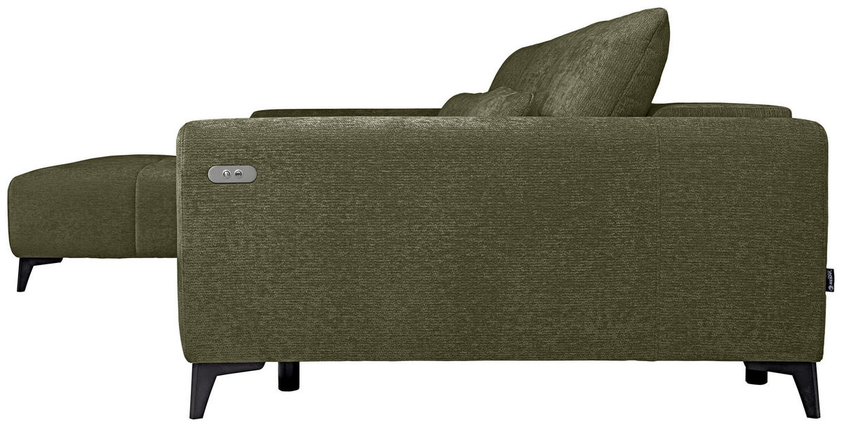 HÖRNSOFFA i chenille olivgrön  - olivgrön/svart, Klassisk, textil/plast (222/279cm) - MID.YOU