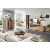 WOHNWAND  in Anthrazit, Eichefarben 277/215/44 cm  - Eichefarben/Transparent, Natur, Glas/Holz (277/215/44cm) - Valnatura