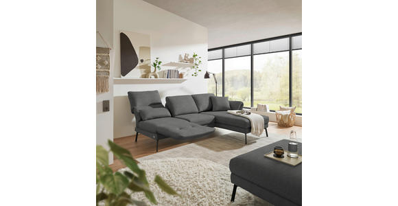 ECKSOFA  in Flachgewebe Dunkelgrau  255-365/175-224 cm  - Dunkelgrau/Schwarz, Design, Textil/Metall (255-365/175-224cm) - Dieter Knoll