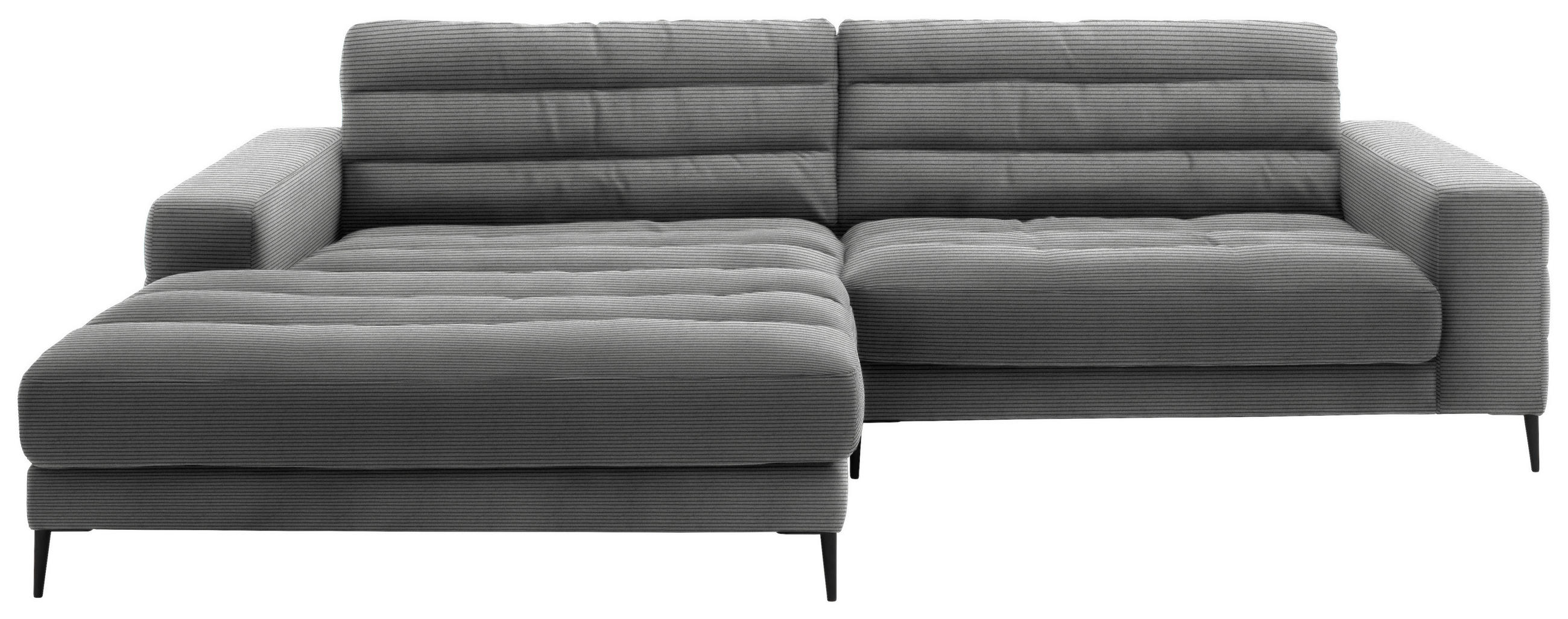 ECKSOFA in Cord Grau  - Schwarz/Grau, Design, Textil/Metall (207/296cm) - Dieter Knoll