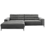 ECKSOFA in Cord Grau  - Schwarz/Grau, Design, Textil/Metall (207/296cm) - Dieter Knoll