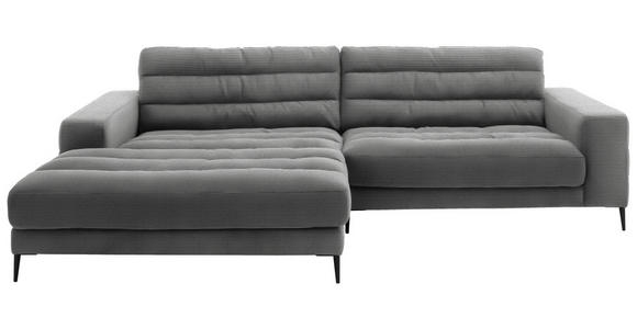 ECKSOFA in Cord Grau  - Schwarz/Grau, Design, Textil/Metall (207/296cm) - Dieter Knoll