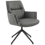 ARMLEHNSTUHL  Wippfunktion, Sitzfläche 360° drehbar, automatische Rückholfunktion  Echtleder  - Schwarz/Grau, Design, Leder/Metall (65/92/67,5cm) - Novel