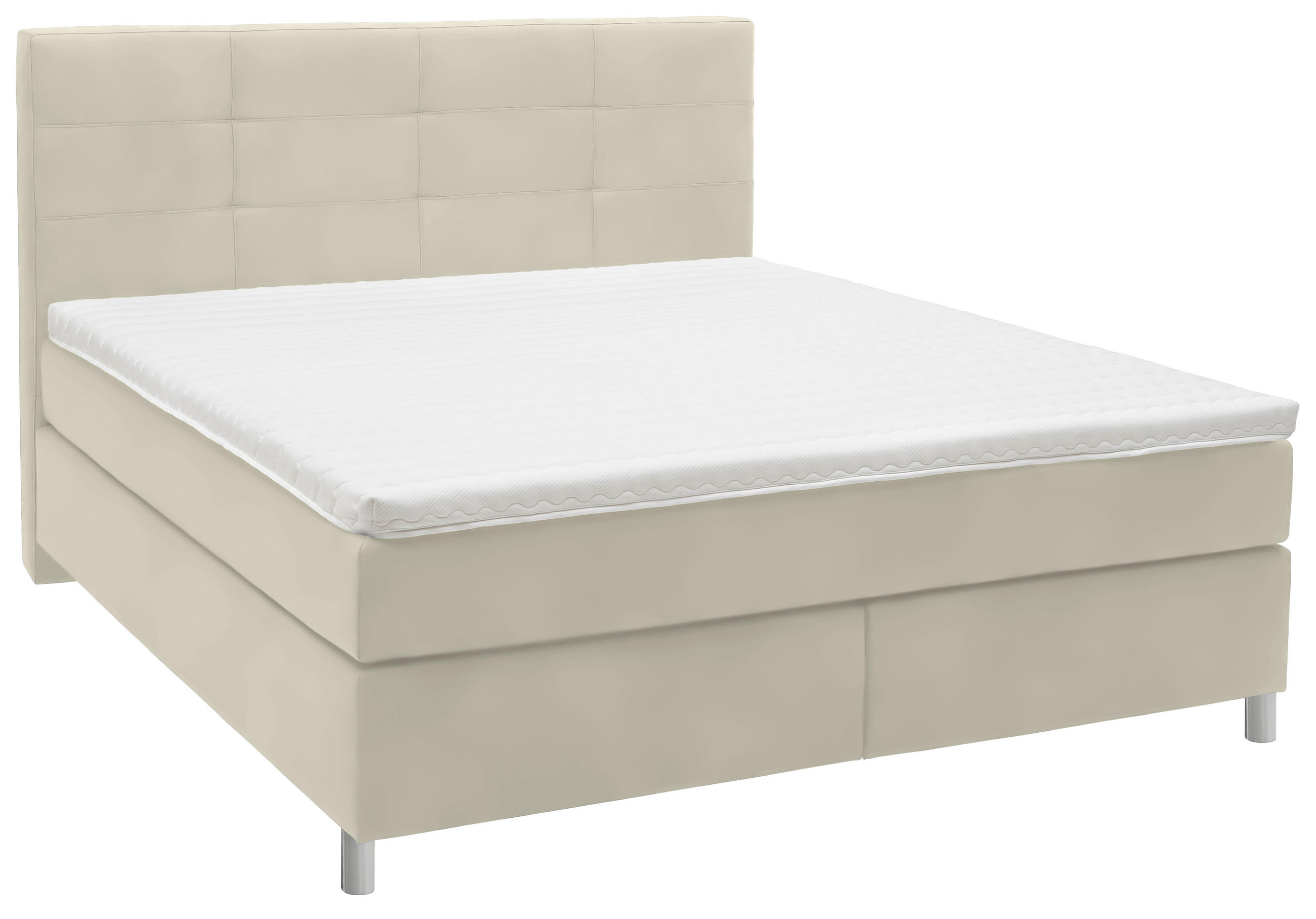 BOXSPRINGBETT 180/200 cm  in Hellgrau  - Chromfarben/Hellgrau, KONVENTIONELL, Kunststoff/Textil (180/200cm) - Voleo