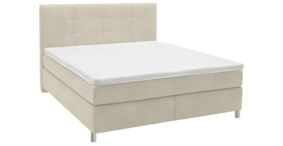 BOXSPRINGBETT 160/200 cm  in Hellgrau  - Chromfarben/Hellgrau, KONVENTIONELL, Kunststoff/Textil (160/200cm) - Voleo