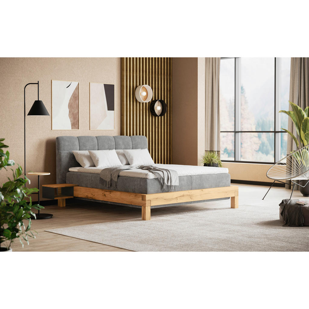 Thumbnail - Livetastic Boxspringbett, Hellgrau, Textil, Buche, massiv, H2, 7-Zonen, Höhe ca. 20 cm, 160x200 cm, Fsc, Topper durchgeh...