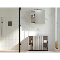 BADEZIMMER 2-teilig  in 80 cm  - Kaschmir/Schwarz, Trend, Glas/Holzwerkstoff (80cm) - Respekta