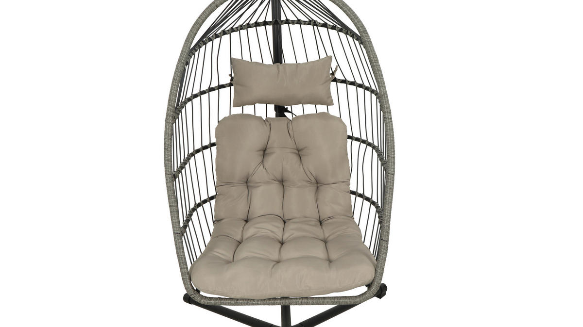 HÄNGESESSEL 100/198/100 cm Eisen  - Schwarz/Grau, Design, Kunststoff/Textil (100/198/100cm) - Ambia Garden