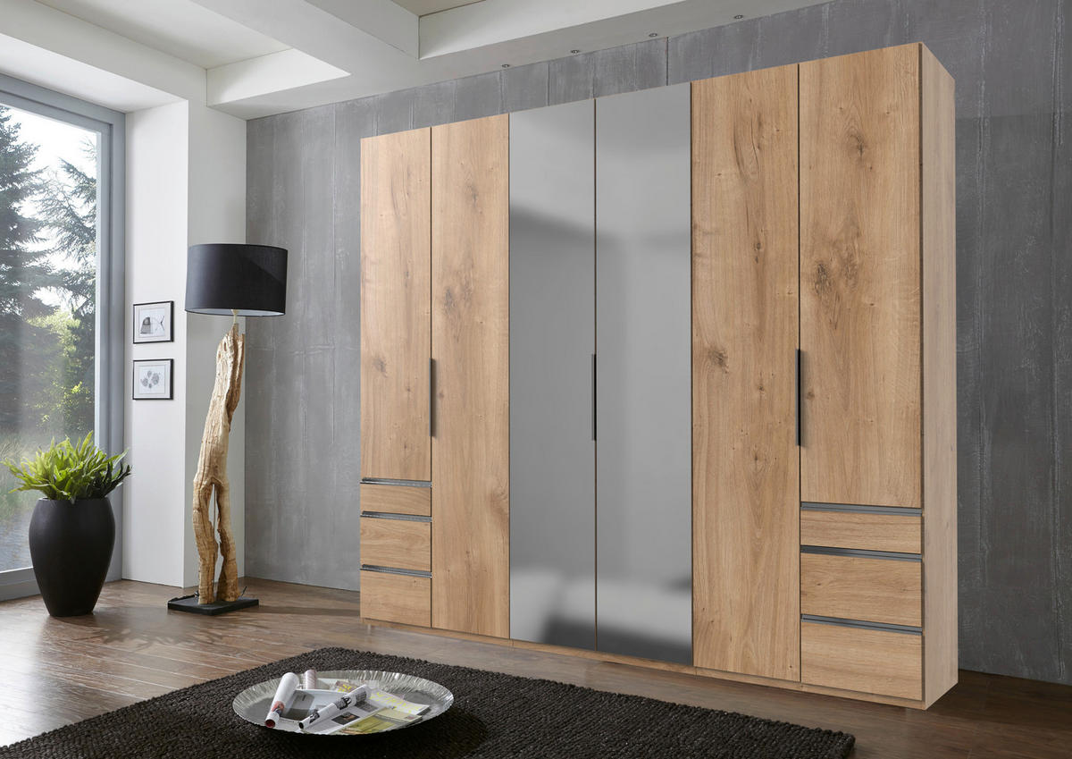 DREHTÜRENSCHRANK in Eichefarben  - Chromfarben/Eichefarben, Modern, Holzwerkstoff (300/236/58cm) - MID.YOU