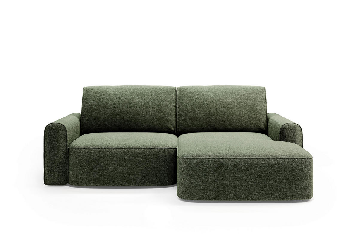 ECKSOFA PIEMONTE Grün Chenille Rückenkissen, Bettkasten, Schlaffunktion  - Schwarz/Grün, MODERN, Holz/Kunststoff (250/92cm) - Livetastic